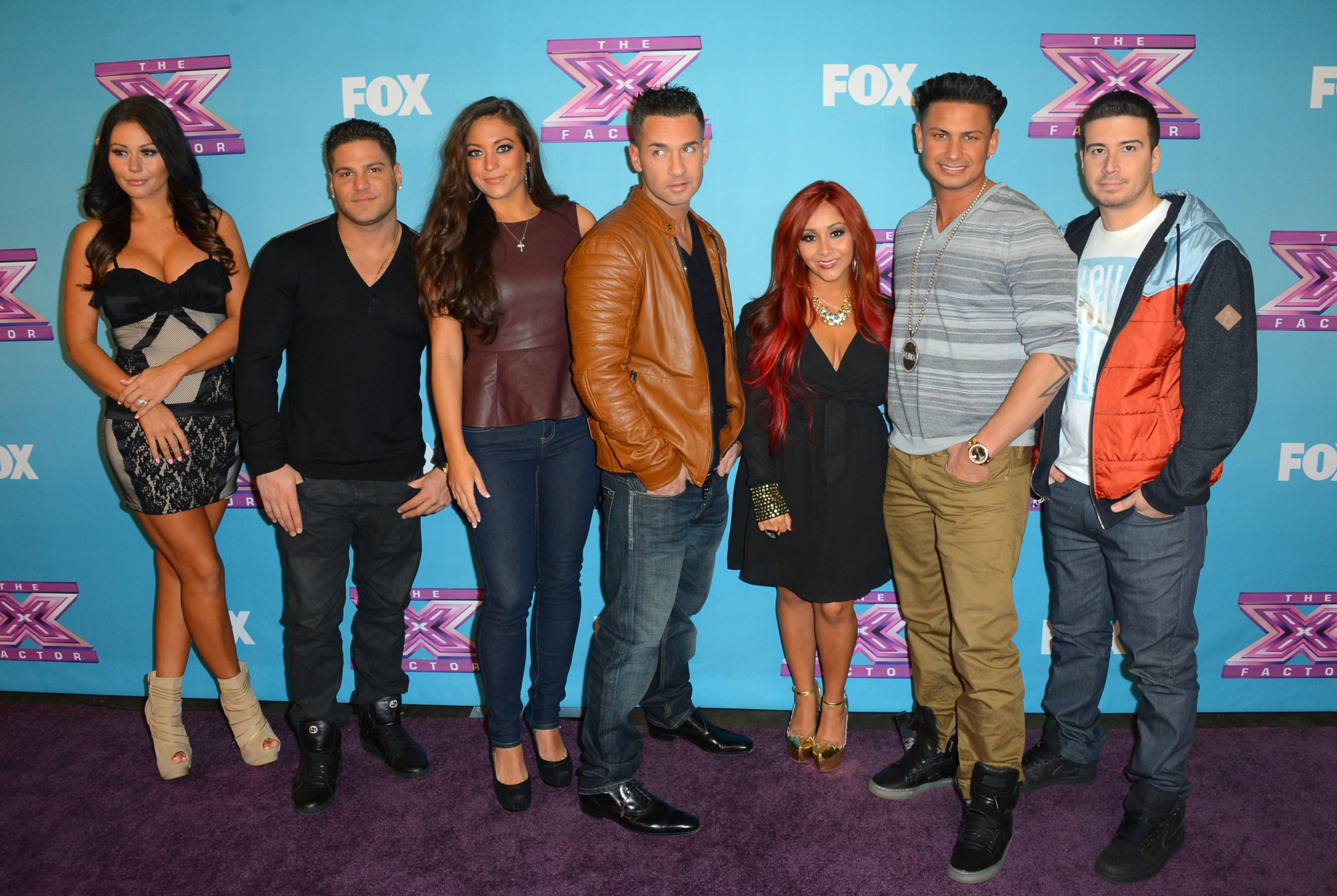 The Jersey Shore cast at Fox's 'The X Factor' Season Finale - Jenni 'Jwoww' Farley, Ronnie Ortiz-Magro, Sammi 'Sweetheart' Giancola, Mike 'The Situation' Sorrentino, Nicole 'Snooki' Polizzi, Paul 'Pauly D' DelVecchio, Vinny Guadagnino